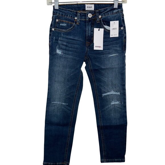 Hudson Kids Distressed Denim Jeans Size 8 Dark Wash Cotton Blend - Picture 1 of 5